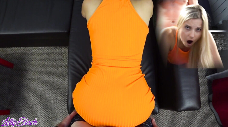 Трахнул русскую раком и кончил спермой на ее оранжевое обтягивающее платье