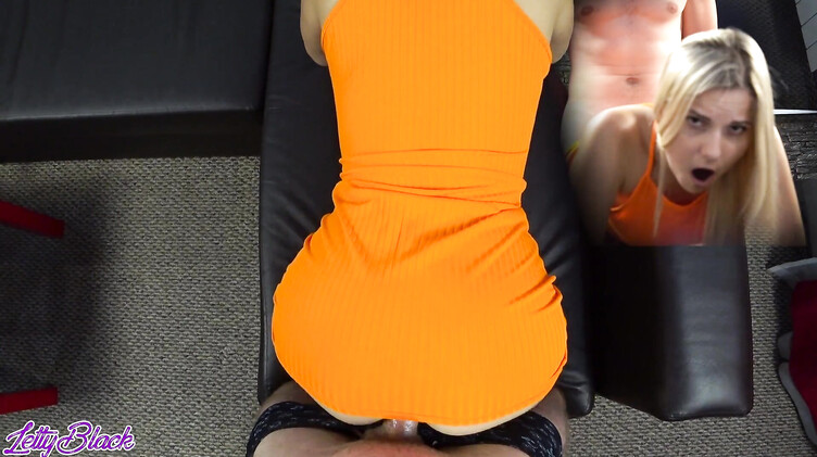 Трахнул русскую раком и кончил спермой на ее оранжевое обтягивающее платье