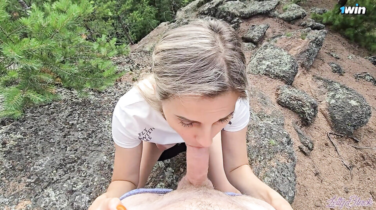 Минет в горах и спуск спермы в рот