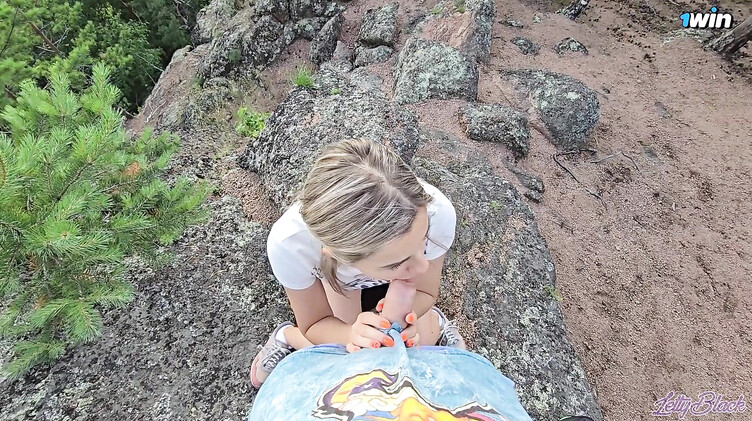 Минет в горах и спуск спермы в рот