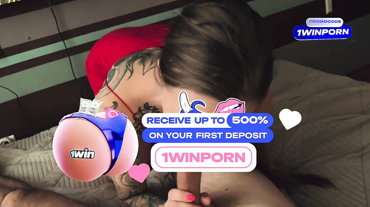 Любовник кончил в рот брюнетки с тату после минета от первого лица