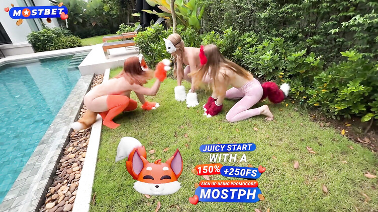 В наручниках: Ебля рыжей квадроберши с хвостом анальной пробкой