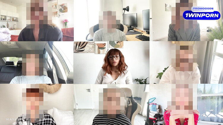 Трахает молодую жену в очках во время рабочего созвона по зуму