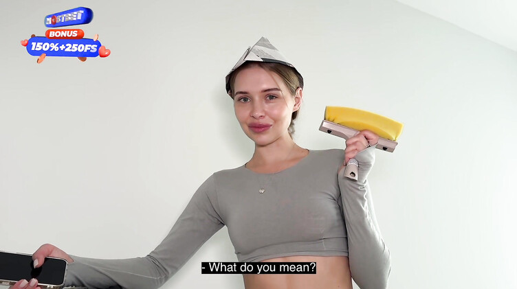 Шпаклевщица в порванных джинсах подхалтурила минетом и пиздой