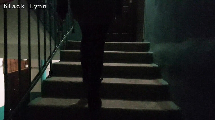 Курящая брюнетка сосет хуй на лестничной клетке