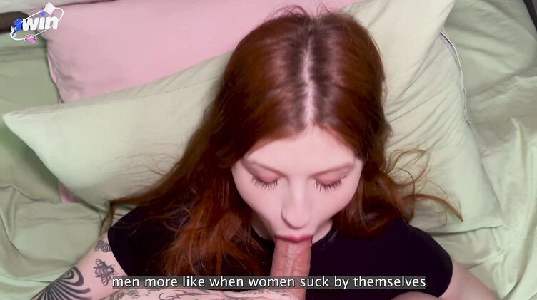 Русская рыжая падчерица студентка тренируется минету на члене отчима