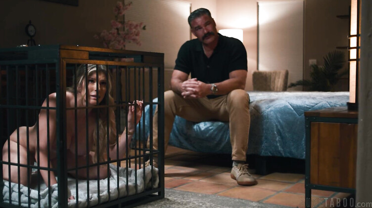 БДСМ и Фетиш: Сбежала из дома к озабоченнй семейке: секс втроем в клетке